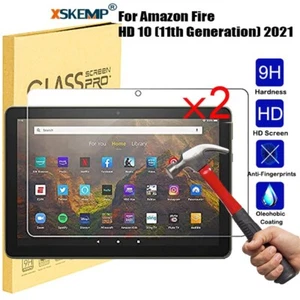 2 PACK For Amazon Fire HD 10  Plus 2021 11th Tempered Glass Screen Protector 9H - Picture 1 of 17