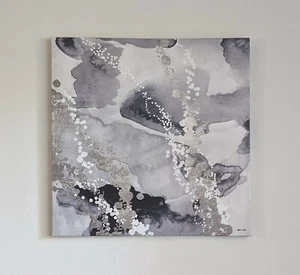 Oliver Gal Artist Co. Abstract Wall Art Canvas 'Even More Love Silver' 30" - Picture 1 of 8