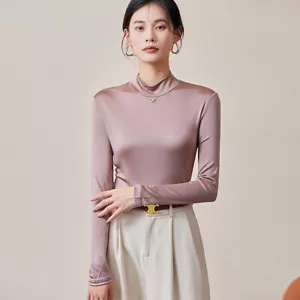 Women Mulberry Silk Bottoming shirt Thermal Baselayer Tops Undershirt T3S206 - Picture 1 of 10