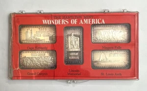 WONDERS OF AMERICA 5 SILVER BAR SET HAMILTON MINT LINCOLN MEMORIAL - Picture 1 of 3