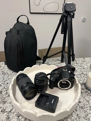 Canon EOD Rebel T7 24.1MP 18-55mm Lens DSLR & Addition Lens/Camera Case/ tripod - Image 1 of 3