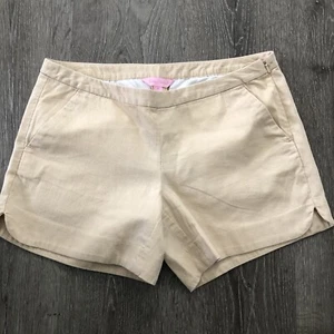 Lilly Pulitzer Shorts Women's 2 Kasia Gold Flat Front Side Zip - Picture 1 of 12