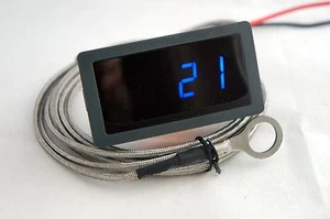 VINTAGE PORSCHE TEMPERATURE GAUGE KIT, VW, CAMPER, CHT, 5M CABLE, 14mm. Blue LED - Picture 1 of 3