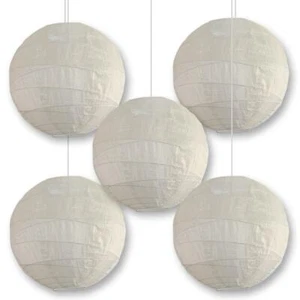 BULK PACK (5) 24" Beige Shimmering Nylon Lantern, Crisscross Ribbing, Durable, H - Picture 1 of 3