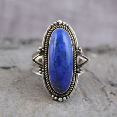 Natural Lapis Lazuli 925 Sterling Silver Women Fine Jewelry Ring - Image 1 of 4