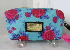 Bolso de cosméticos Betsey Johnson pulsera bolso pequeño calaveras floral azulada nuevo con etiquetas - Imagen 1 de 8