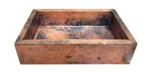 Antique Pure Copper Apron Farmhouse Kitchen Sink Antique Finish (22x16x7") - Picture 1 of 3