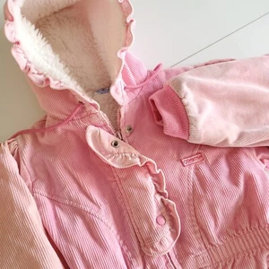 Vintage Osh Kosh Youth Large (6x) Pink Corduroy Sherpa Hooded Jacket Coat - Picture 1 of 11