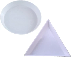10 Pieces White Triangle Sorting Tray and 10 Pieces round Plastic Bead Sorting - Picture 1 of 12