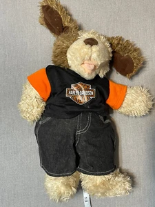 Build A Bear Dog 18" peluche animal de peluche BABW blanco marrón equipo Harley Davidson - Imagen 1 de 9