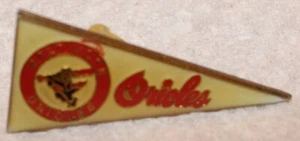 VINTAGE BALTIMORE ORIOLES PENANT STYLE LAPEL PIN 1 5/8" - Picture 1 of 2