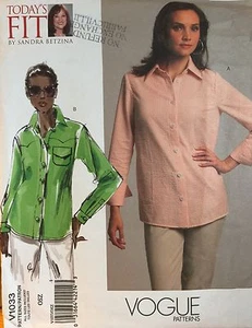 NEW/VINTAGE 2008 VOGUE TODAYS FIT BLOUSE / SHIRT SEWING PATTERN V1033 OSZ 32-55" - Picture 1 of 2