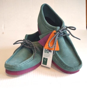 NWOB Womens Size 10 Clarks Originals Wallabee Teal Combination Purple Crepe Sole - Picture 1 of 24