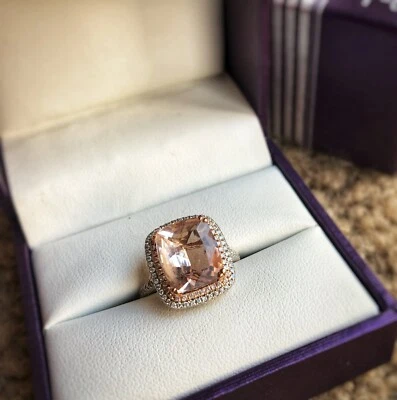 1/3TCW diamond and genuine morganite ring - Image 1 of 4