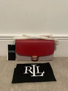 Lauren Ralph Lauren Women Adair Leather Crossbody Bag Medium Red - Picture 1 of 13