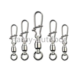 20/50PCS Fishing Snap Swivels Duo Lock Ball Bearing Swivel Snap Stainless Steel - Picture 1 of 17