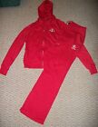 NWT DEREON JEANS 2 PC JACKET & PANTS ACTIVE SET RED OUTFIT WOMEN SZ LARGE OR XL 