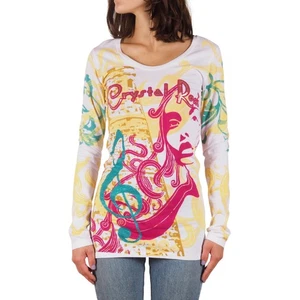 Christian Audigier Crystal Rock Vintage Grafik Strass Langarm Top M Y2K - Bild 1 von 16