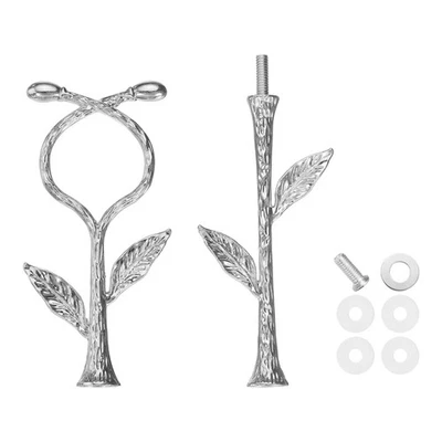 Bandeja para pasteles de 2 niveles soporte mango soporte de metal para plato de pasteles vid plateada Foto 1 de 4