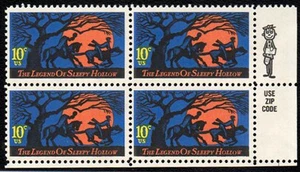 U.S. Scott #1548, 10¢ Legend of Sleepy Hollow, 1974 Zip Block MNH-F/VF - Picture 1 of 2