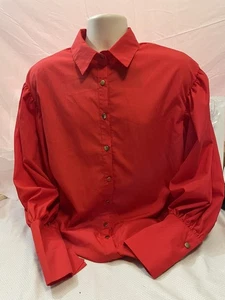 Camisa Beulah Isaiah 62:4 Roja Ligera Dorada Botón Manga Larga Mujer Talla XL 18. - Imagen 1 de 4