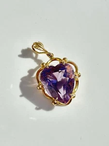 Antiker Amethyst Herz Anhänger 9 kt Gelbgold - Bild 1 von 11