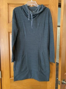 Toad & Co Damen Pulloverkleid mit Kapuze grau Taschen Stretch Reise Medium Tunika - Bild 1 von 8