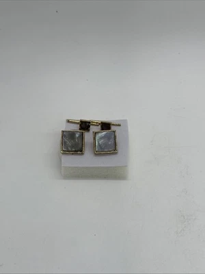 Vintage Anson Abalone Shell Cufflinks and 2 Studs Gold Tone - Image 1 of 4