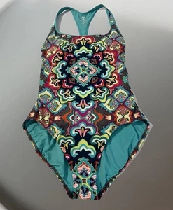 Title Nine One Piece Bathing Suit Swim Suit Sz XL Paisley Vibrant Colorful - Picture 1 of 10