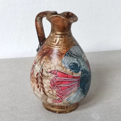 Handmade Greek Ceramic Vase Ancient Style Oinoche Wine Jug Made in Greece - Image 1 of 4