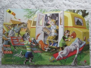 Postal de gato Alfred Mainzer, postal de vacaciones en la cámper - Imagen 1 de 2