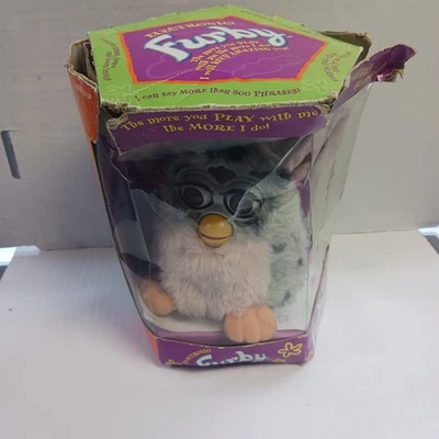 First Edition Original 1998 Furby 70-800 Tiger Leopard 灰色 粉红色 — 第 1/4 张图片