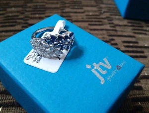 Bella Luce Blue/White Cubic Zirconia CZ Rhodium Plate Silver Ring 4.16ctw Sz 6.5 - Picture 1 of 5