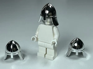 Lego Castle Elmetto Cavaliere Cromato Argento Placcato ~ Personalizzato - Foto 1 di 3