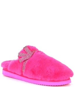 Gianni Bini xx Nastia Liukin Darling Faux Fur Rhinestone Bow Slippers New Box - Picture 1 of 7
