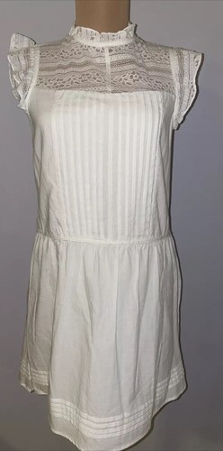 OFF WHITE Abito tubino smanicato Alter’d State tg S bianco sporco pizzo scollo alto