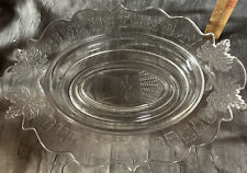 Vintage Footed Glass Tray "Give Us This Day Our Daily Bread" Embossed 