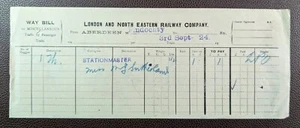 1924 London and North Eastern Railway Co. Way Bill Aberdeen to Findochty - Picture 1 of 1