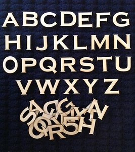 WOODEN LASER CUT SHAPES - Custom LETTERS/NUMBERS - 1" Height - Picture 1 of 1