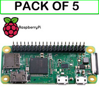 (5 PACK) Raspberry Pi Zero WH with Built-in WiFi and Bluetooth, soldered headers