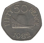1982 Guernsey Ducal Cap 50 Fifty Pence Coin