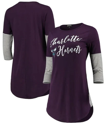Charlotte Hornets Gameday Couture Striking in Strikes 3/4 Sleeve Tunic T-Shirt Cover