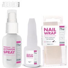 Edge Nails Professional Silk Wrap Trial Kit / Activator Spray Resin & Wrap