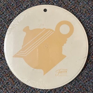 Fiesta Kettle Settle w/Yellow Teapot | Fiestaware Cutting Board Hot Pad Plate - Picture 1 of 4