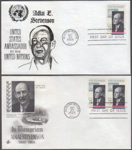 USA # 1275.1 SET of 2 DIFF FDCs - ADLAI STEVENSON, PHOTO by PHILIPPE HALSMAN - Picture 1 of 1