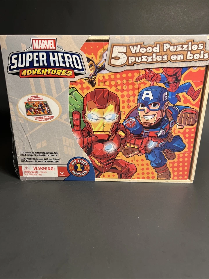 My First Marvel Super Hero 2 Wood Puzzles Educational Jigsaw Spiderman Hulk