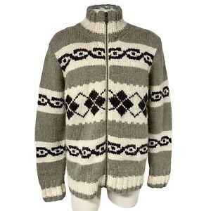 American Eagle Wool Alpaca Blend Striped Chunky Zip Cardigan Sweater Mens XL
