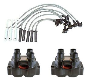 Denso 2 Ignition Coils & Spark Plug Wire Set 8mm Kit For Ford Mazda 2.3L2.5L L4