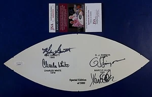 USC HEISMAN TROPHY SIGNED FOOTBALL PANEL 4 AUTO OJ Simpson Marcus Allen JSA COA - Picture 1 of 5