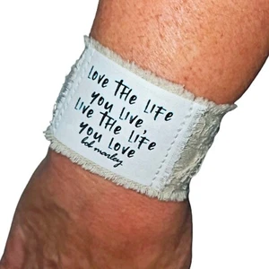 Bob Marley Armband Manschette Love the Life You Live Stoff breit vegan Rasta Reggae - Bild 1 von 10